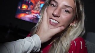 The guy catches cum from his hand with his mouth