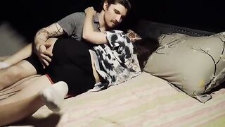 The best position for a gentle fuck, with a sheet covering the body