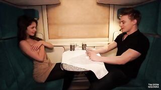 The girl got a huge cock on the train instead of cards