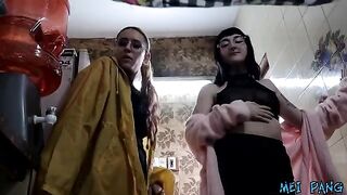 The plumber got fucked by two Argentine whores to pay for his service