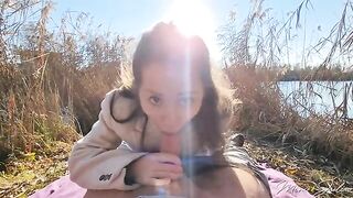 Petite babe Mini Julia gets banged outdoors by stranger