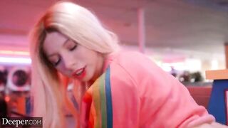 Skinny babe Kenzie gets fucked in public place