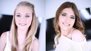 Kinky blowjob with cute teen Hannah Hays and Ariel McGwire in POV style